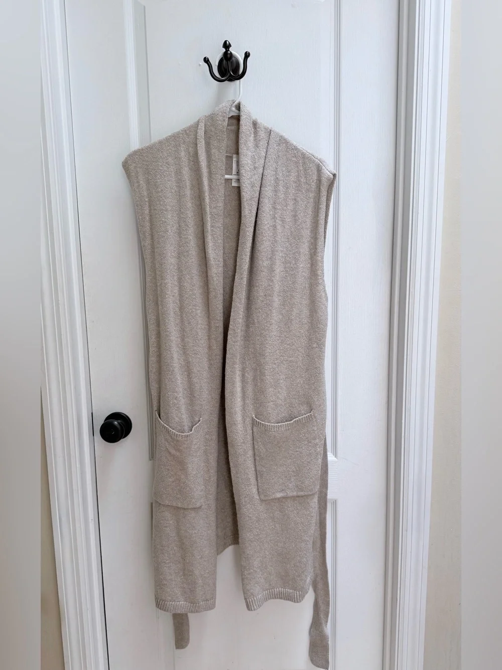 2 for $15 Time and Tru Sleeveless Open Front Long Pocket Sweater Vest - Beige